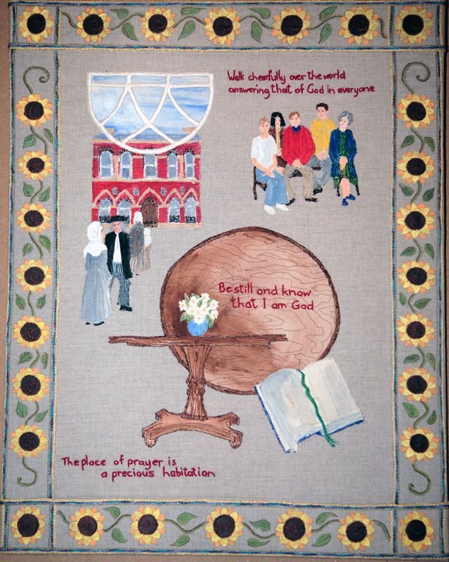 'Embroidered Wall Hanging: Frederick Meeting House Panel 2', Quaker Meeting House, Belfast. (Photo: Martin Melaugh)